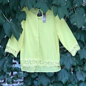 Ceres U.S.A. Long Sleeve Neon Lace Accent Blouse